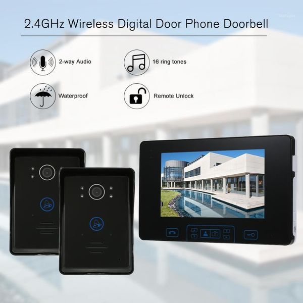 

video door phones 2.4ghz wireless digital phone doorbell intercom system 2* indoor monitor&1* outdoor camera 7 inch tft monitor1
