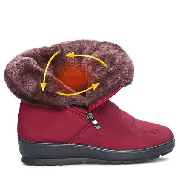 

excargo fur cotton padded shoes woman winter boots 2020 snow boots women ankle plush warm shoes waterproof side zipper, Black