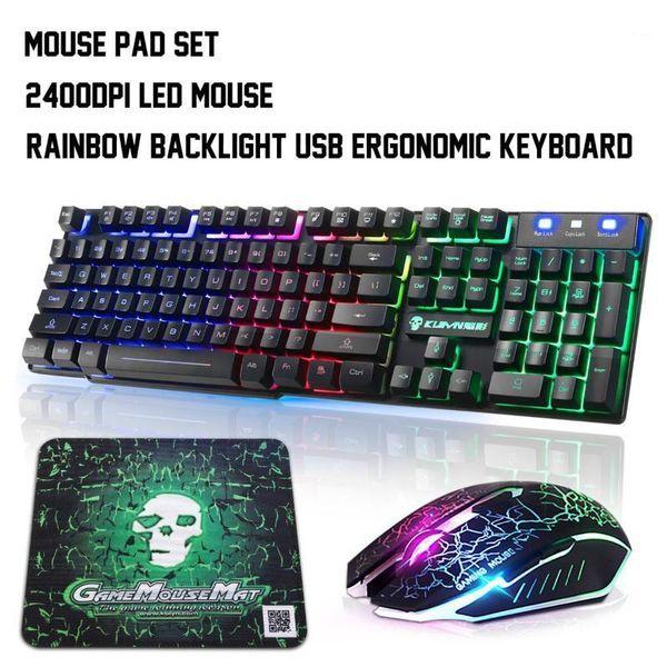 

keyboard mouse combos colorful backlight usb wired gaming keyboards 2400dpi led combo with pad mix backlit1