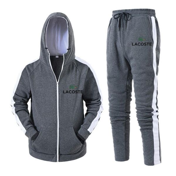 

lacoste 2020 mens tracksuit спортивная одежда мужская спортивная одежда костюм страховочного троса шить брюки балахон беговая костюмы мужски, Gray