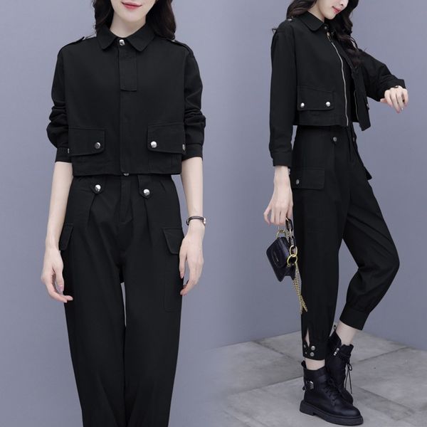 

women's autumn 2020 new style women's fashionable foreign style two piece suit with clothes work clothessuit work clothes little, Gray