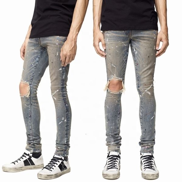 

oem 2019 designer bulk wholesale china pants skinny paint jeans men