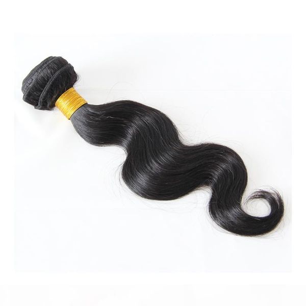 

бразильский body wave 100% человеческих волос ткать связки 100g 1шт натуральный цвет волос ткет, не линять, запутывает свободно, двойной уто, Black