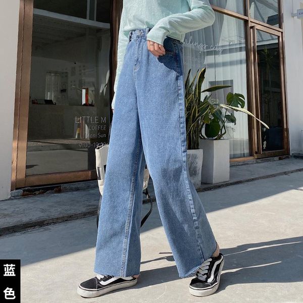 

woman jeans high waist clothes wide leg denim clothing blue streetwear vintage quality 2020 fall fashion harajuku straight pants