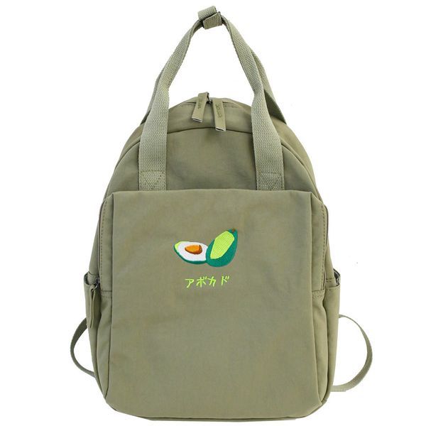 

2020 new fruit embroidery women backpack little fresh waterproof nylon solid color shoulder bag girls schoolbag for teenagers c1023