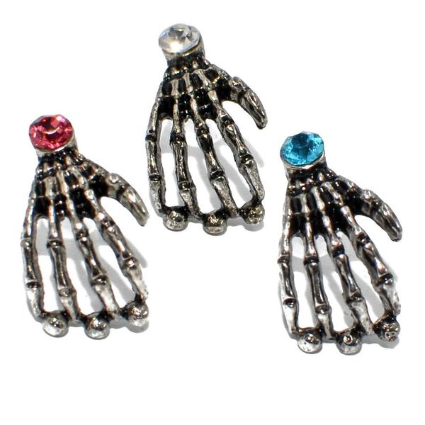 

1pc cz gem skull hand bioplast flexible labret monore lip ring ear stud tragus cartilage helix earring fashion piercing jewelry q sqciqg, Silver