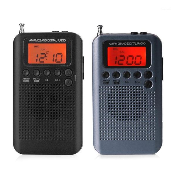

hrd-104 portable am / fm stereo radio pocket 2-band digital tuning radio mini receiver outdoor w / earphone lanyard 1.3 in1