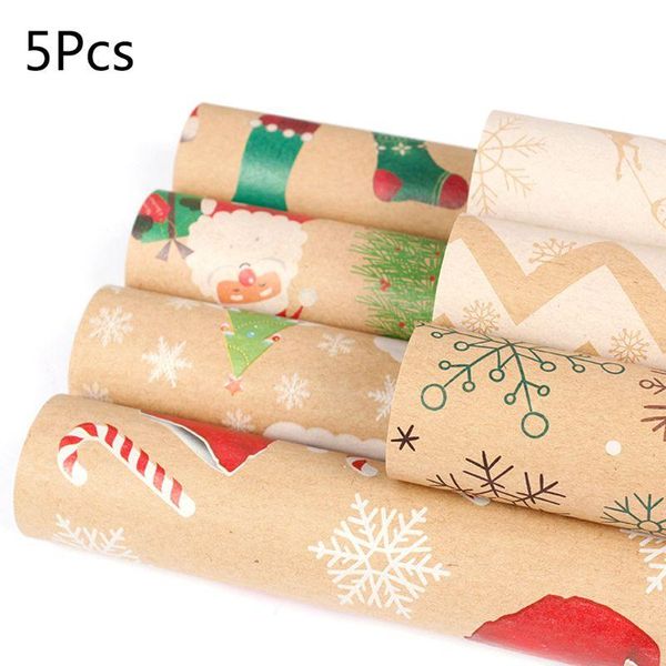 

gift wrap 5pc christmas wrapping paper cartoon pattern packing party supplies