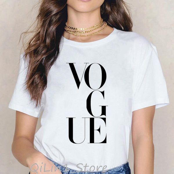 

letters vogue t shirt women paris style elegant lady print graphic tees womens shirts hipster streetwear summer top, White