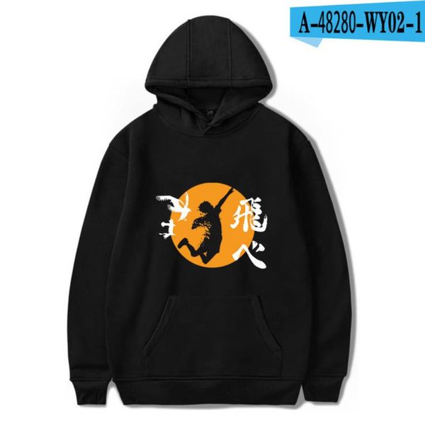 

sweatshirts haikyuu anime high streetwear funny karasuno graphic hoodies warm japanese winter fly fashion men male qobef, Black
