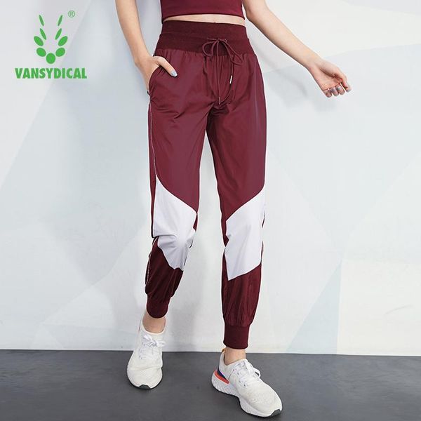 

running pants vansydical jogging pant women yoga sport gym color patchwork female training fitness workout long trousers women1, Black;blue