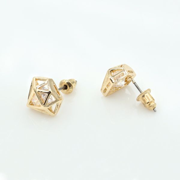 

geometric earrings cz zirconia crystal ear earrings, Golden;silver