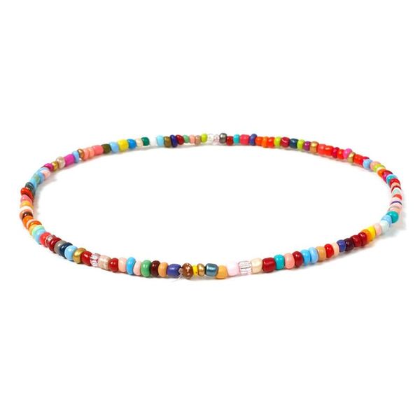 

chokers 1pc bohemian handmade boho candy color seed beads necklace women fashion jewelry for girls, Golden;silver