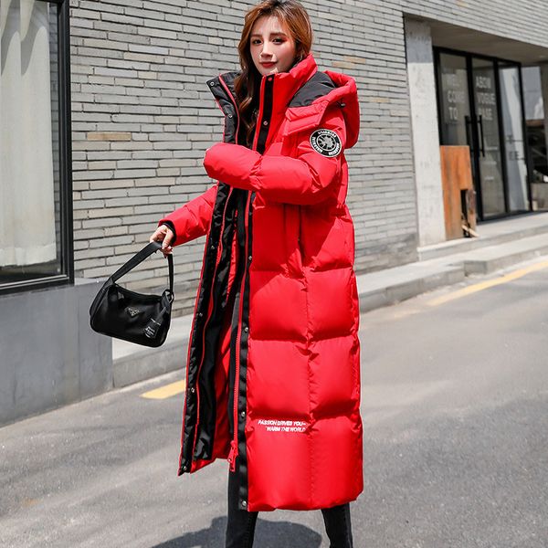 

bottle 2020 new jacket extended style over the knee loose thickening 90 white duck down women's coat winter, Black