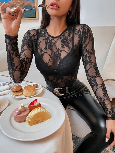 

round neck lace without bra d2ko#, White