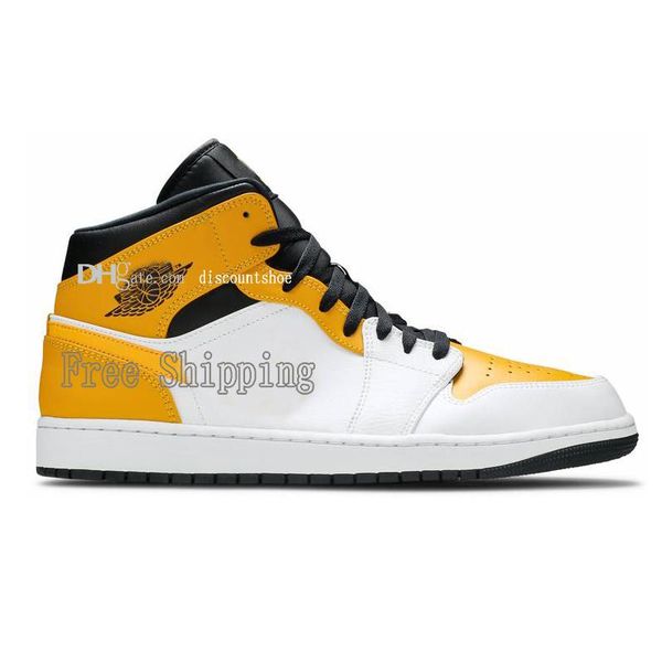 

jumpman 1 mid university gold basketball shoes 1s high women men white yellow sneakers shoe sports 554724 170