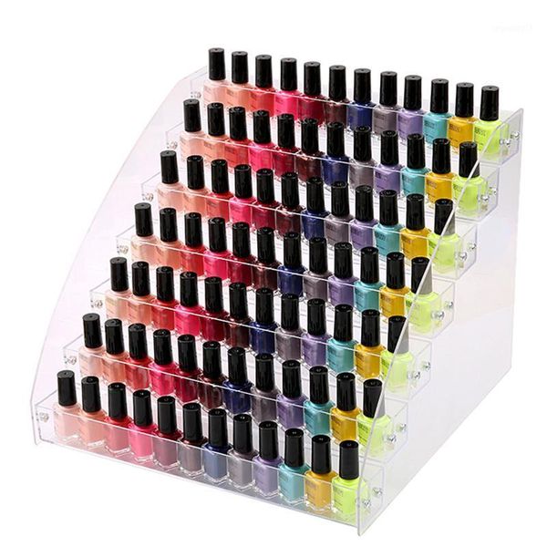 

clear plastic 2/3/4/5/6/7 layers nail polish display rack acrylic cosmetic varnish stand holder manicure organizer storage1
