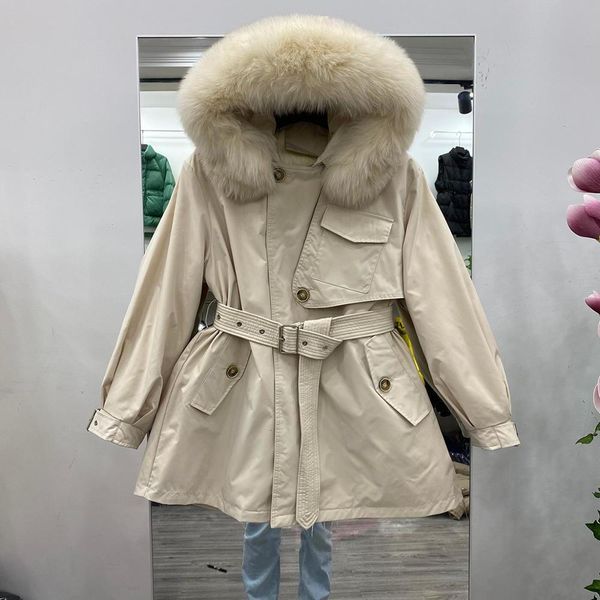 

winter fox neck, royal duck feather coat, women's dress