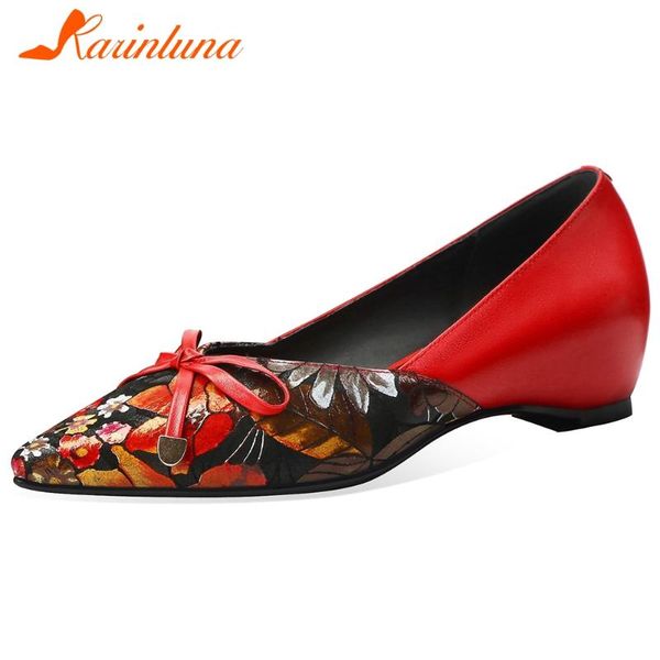 

karin spring pumps mixed color butterfly knot slip on shallow low heel women pumps fashion genuine leather women shoes, Black
