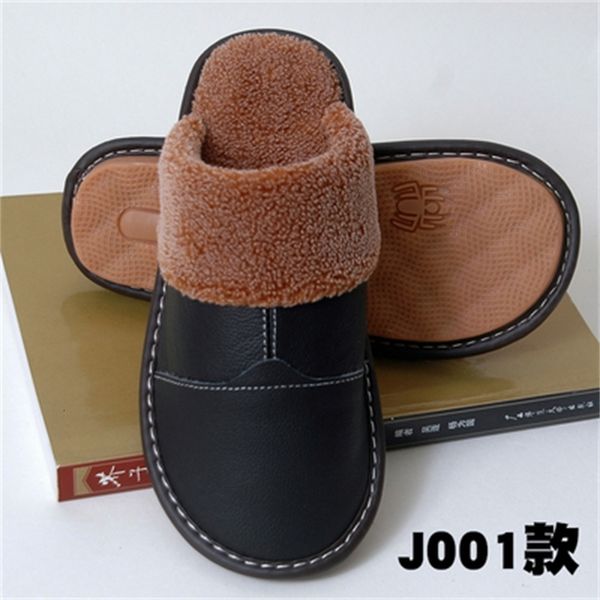 

2021 new winter cotton slippers women of the men do not slide interior wood floorboards in leather line at home fashion 4h5e, Black