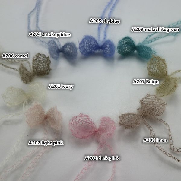 

color real fashiono79egirl handknit 5pcs/lot mohair bowknot mix headband for newborn baby bapgraphy props fotographi
