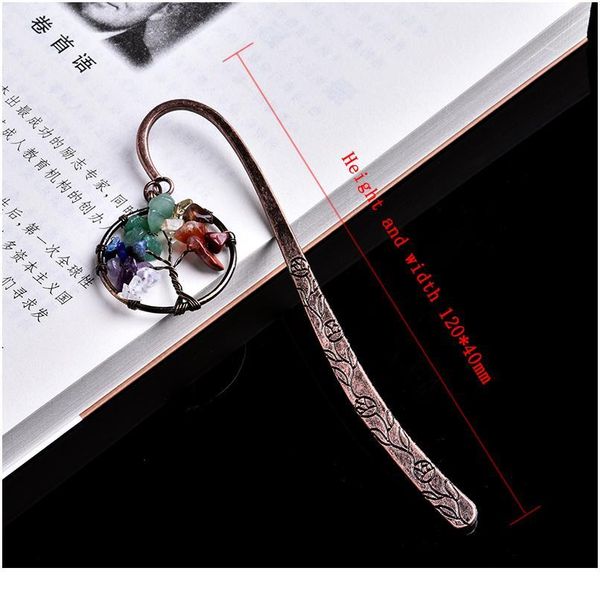 

1pc natural crystal mineral ornaments tree of life bookmark student book labels literature gifts stationery qylevh, Black