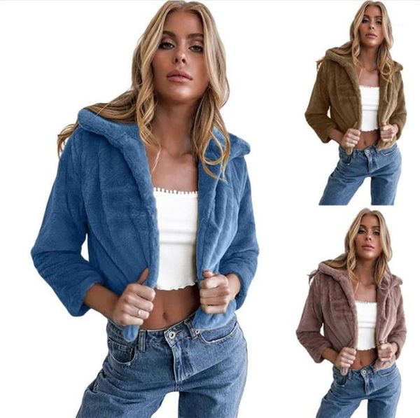 

thick jacket solid color keep warm short outwears females fashion casual coats womens lapel neck open stitch coat winter designer plus, Black;brown