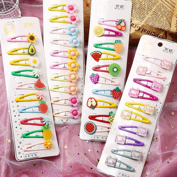 

hair accessories 1set=10pcs cute cartoon fruit hairpins princess clips for girls barrette kids children hairgrip headwear1, Slivery;white