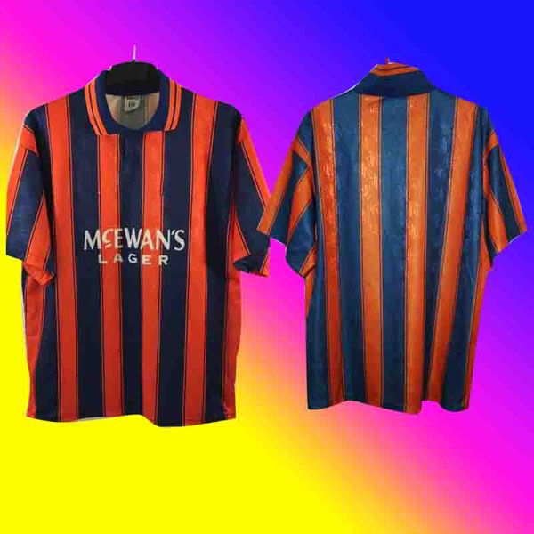 

87 90 92 94 96 97 99 01 01 glasgow rangers retro football jersey gascoigne laudrup football shirt mccoist football uniform, Black;yellow
