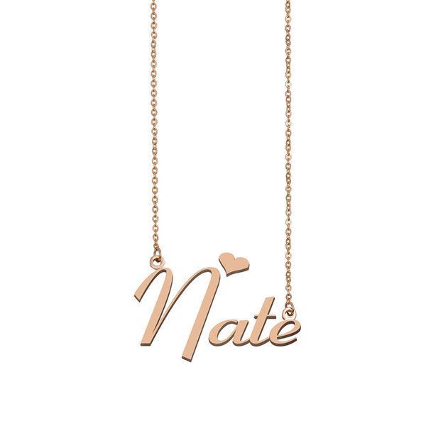 

nate name necklace custom nameplate pendant for women girls birthday gift kids friends jewelry 18k gold plated stainless steel, Silver