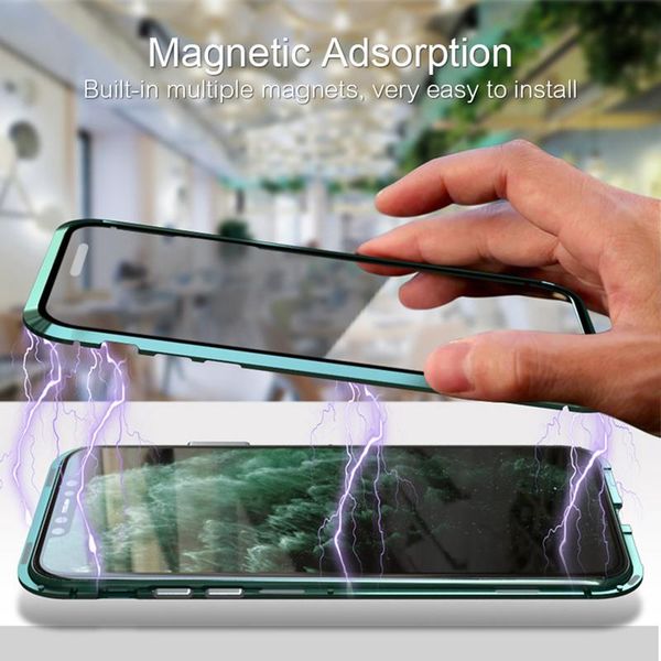 

metal magnetic adsorption case for iphone 12 mini 11 pro xs max xr 8 7 6s 6 plus transparent double h wmtqxc