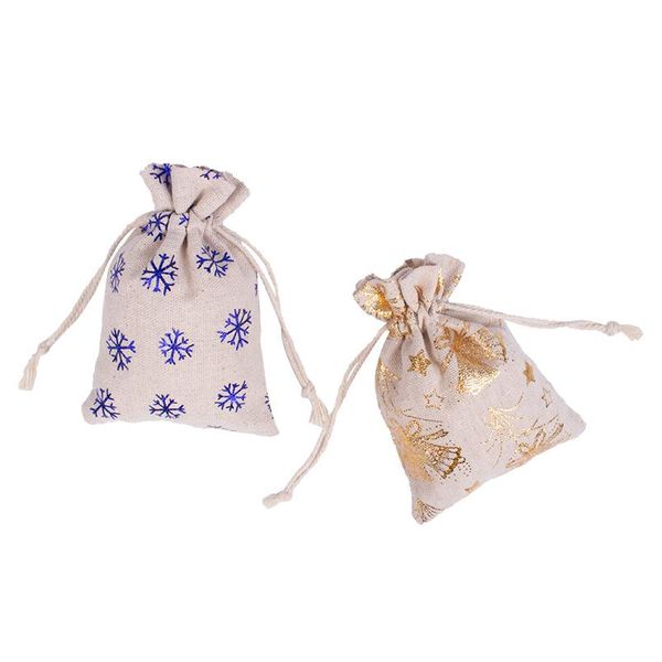 

santa sachet 10pcs/lot factory direct sale christmas present organizer pouches gold printing natural cotton gift bag can bbyfsi