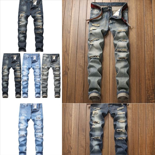 

etjqq autumn new mens black white patchwork vaqueros foot trousers zipper ripped hole jeans jeans hop vintage hip belt man skinny jeans