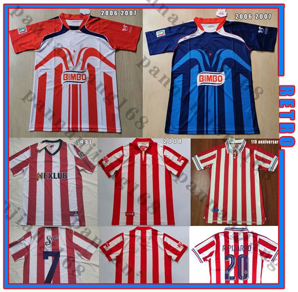 

chivas 97 06 07 08 ramon ramirez retro soccer jersey 110th r. pizarro vintage classic football shirts camisetas de fÃºtbol uniforms, Black;yellow
