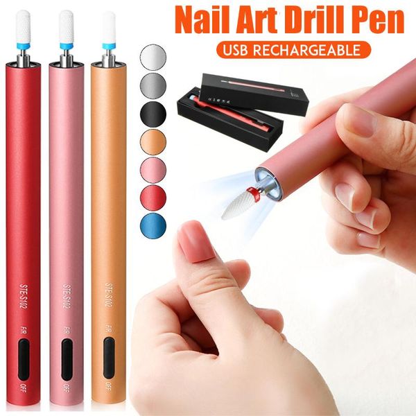

nail drill & accessories portable usb electric machine grinding manicure file pedicure art pen equipment tools with led light