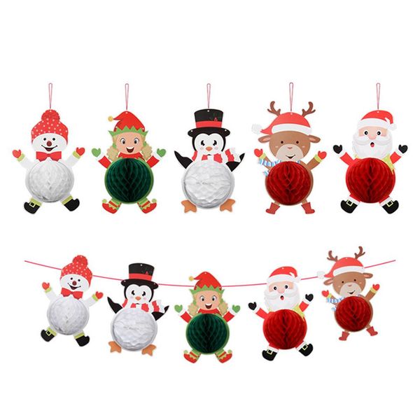 

3 5шт рождество декор санта-клауса рождественские elk снеговик honeycomb форма подвеска подарков украшение на рождество bbyajj wrhome