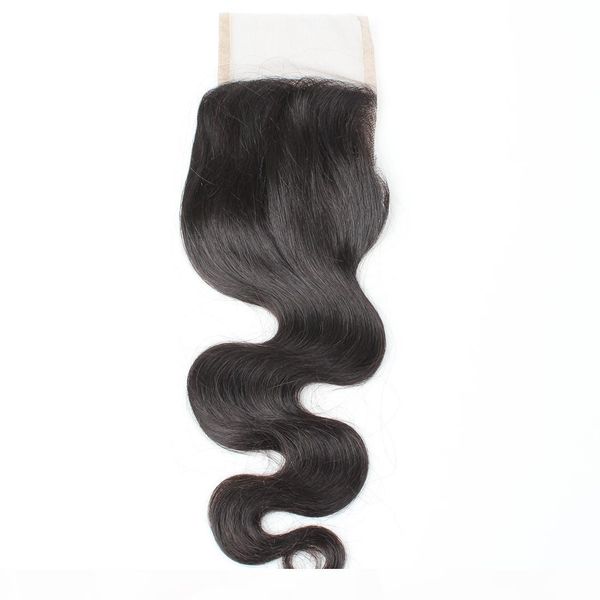 

8a virgin human hair closure 4*4 body wave swiss lace closure middle three part brazilian peruvian malaysian indian hair extensions, Black;brown