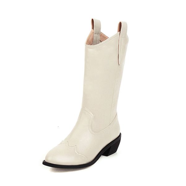 

2021 new sale mid-calf heels to ladies winter shoes slide-in women's boots hn8o, Black