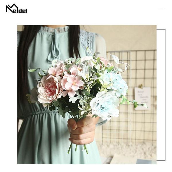 

decorative flowers & wreaths meldel fake flower artificial camellia peony rose wedding diy bouquet pink begonia home garden party decoration
