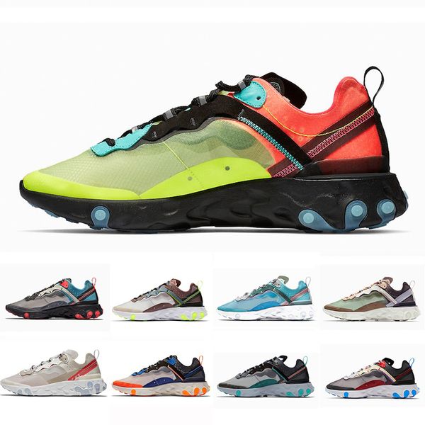 

2019 designer womens mans react element 87 running shoes blue chill sail green mist desert sand trainer sports sneakers outdoor, White;red