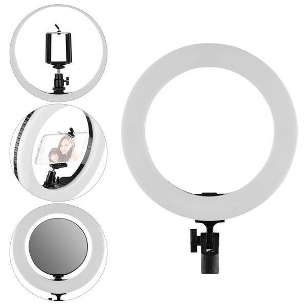 

10 inch led ring light studio video lamp 28w dimmable 3200-5500k+ makeup mirror for live streaming for huawei eu/us/uk