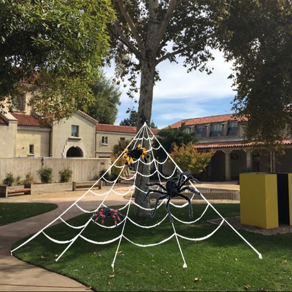

ofyhi layout and props halloween ltub7 fan-shaped web cutting new plush spider web site decorative props spider