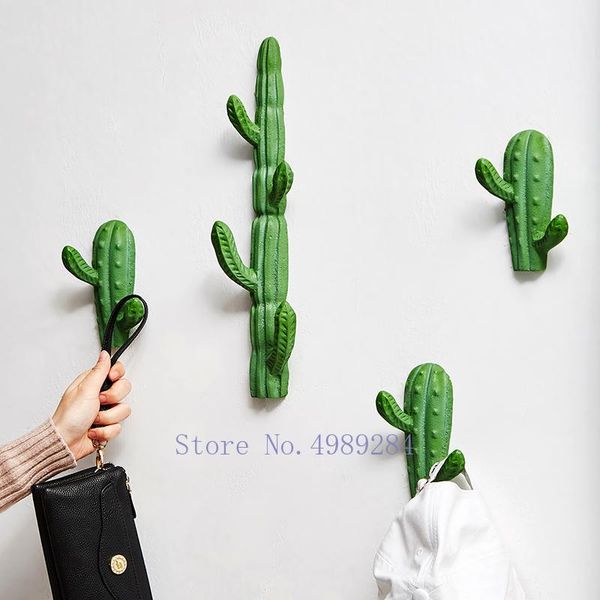 

creative nordic resin 3d cactus hook up entrance clothes key home living room wall hook background wall decoration