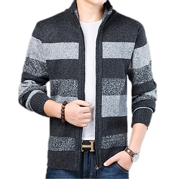 

men's sweaters mens cardigan fashion slim fit sweater men knitted warm thick coat male casual brand clothing striped, White;black