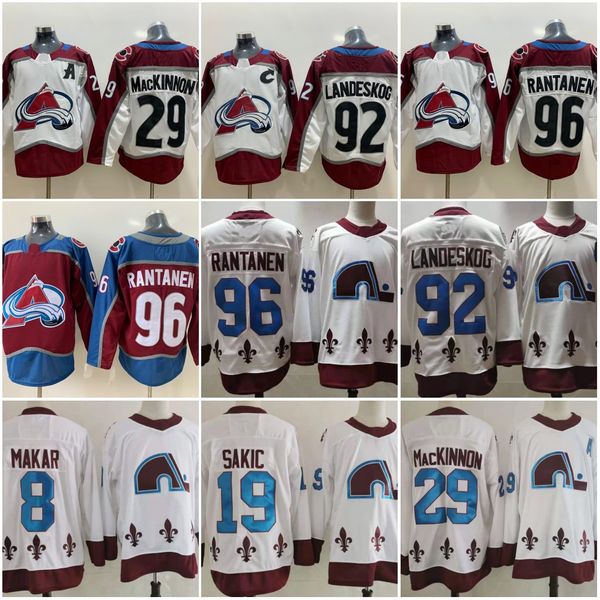 

colorado avalanche 2021 reverse retro jerseys 29 nathan mackinnon 8 cale makar 19 joe sakic gabriel landeskog mikko rant saad hockey jersey, Black