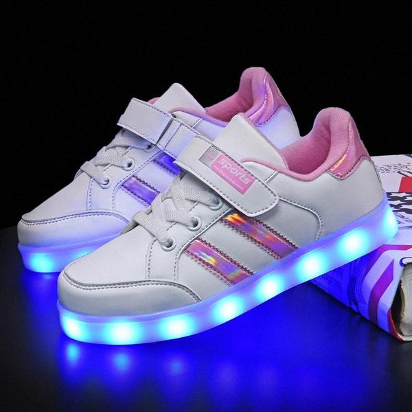 

breathable 2019 new 25-37 usb charger glowing sneakers led children lighting shoes boys/girls illuminated luminous sneaker pink #9f5c
