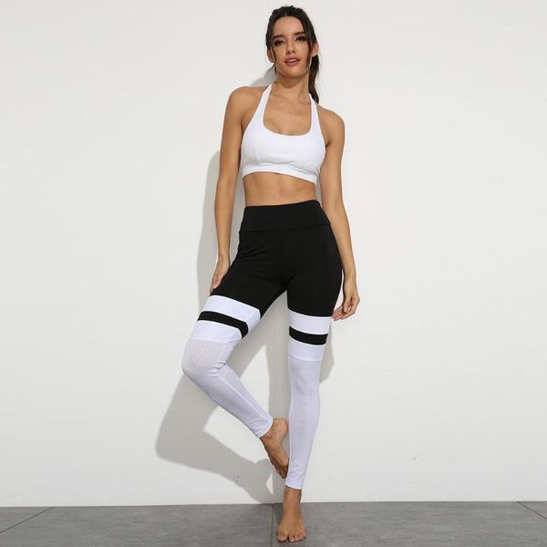 

women's casual mesh stitching hips running yoga pants track pants leggings1, White;red