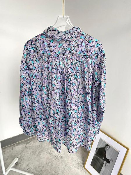

women shirt 2020 new ruffled floral shirt, White