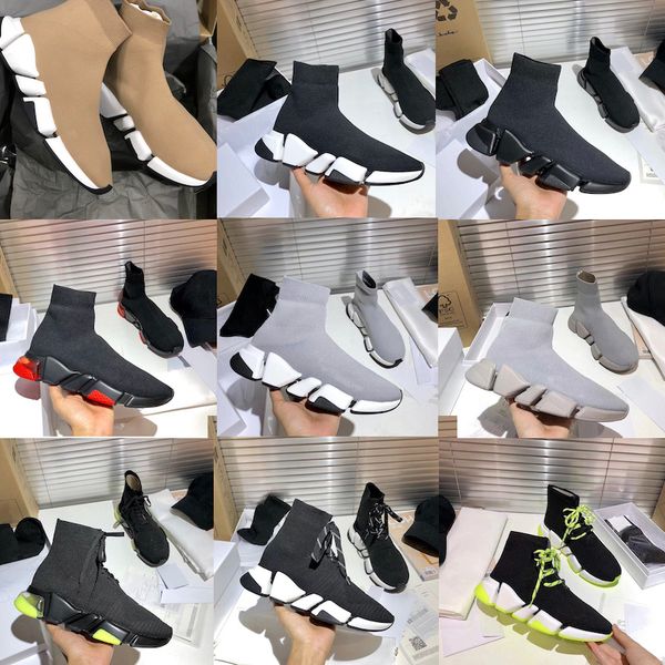 

new 2.0 speed sneaker speed trainer for mens women knit socks boots casual shoes black runners shoes box dust bag