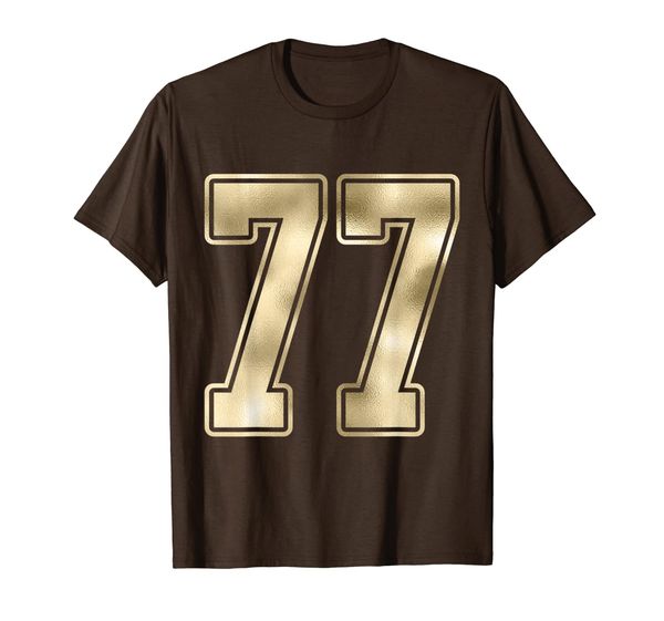 

#77 outline number 77 sports fan jersey style t-shirt, White;black